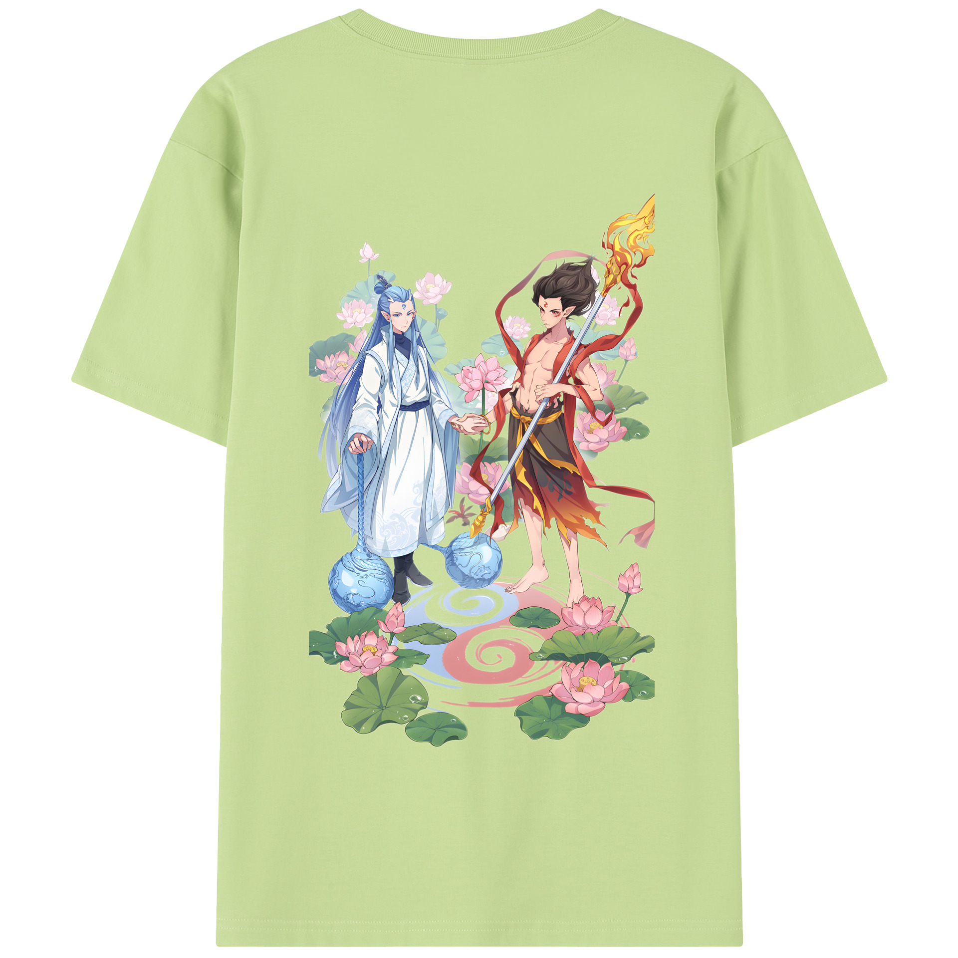 （画像用） Ne Zha 2 ナタ 魔童の大暴れ 綿100％半袖Tシャツ（背面プリント）